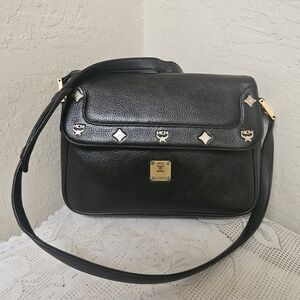 MCM Black Leather Vintage Shoulder Bag AUTHENTIC